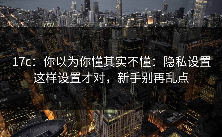 17c：你以为你懂其实不懂：隐私设置这样设置才对，新手别再乱点