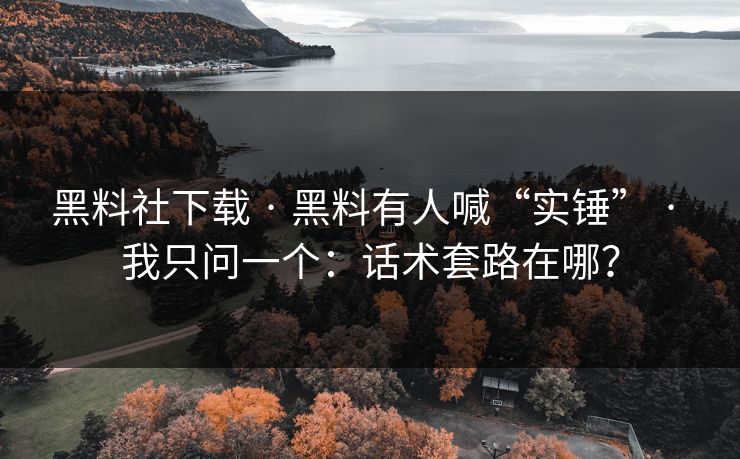 黑料社下载 · 黑料有人喊“实锤” · 我只问一个：话术套路在哪？