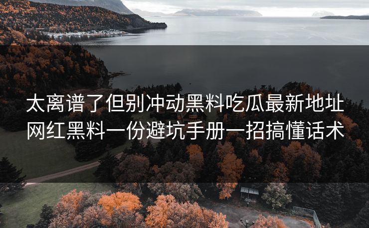 太离谱了但别冲动黑料吃瓜最新地址网红黑料一份避坑手册一招搞懂话术