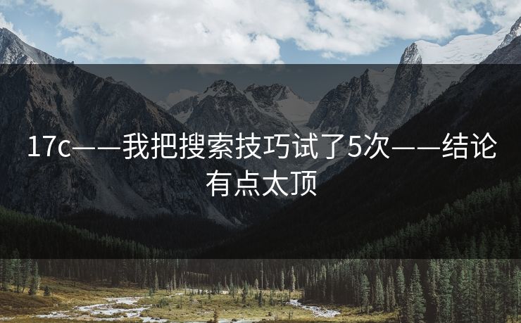 17c——我把搜索技巧试了5次——结论有点太顶