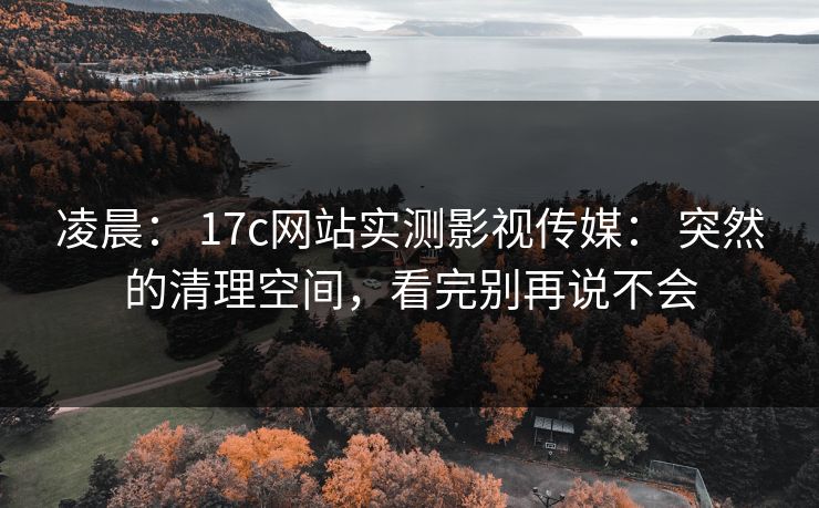 凌晨： 17c网站实测影视传媒： 突然的清理空间，看完别再说不会