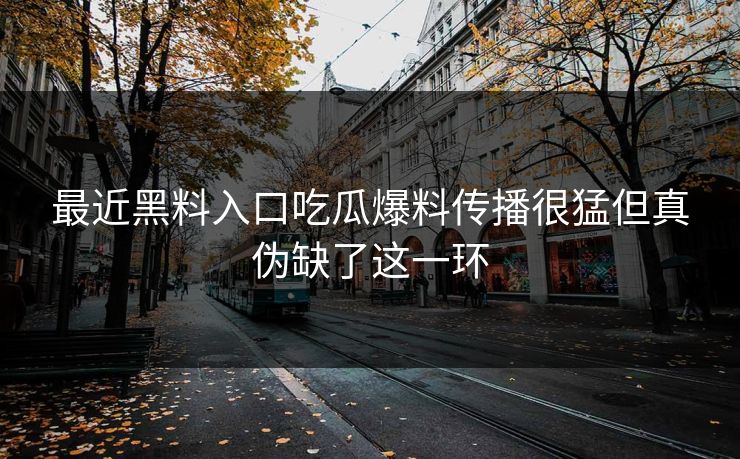 最近黑料入口吃瓜爆料传播很猛但真伪缺了这一环